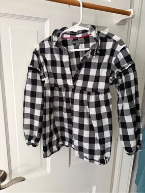 souris mini Black & White Plaid Button-Front Girls' Shirt